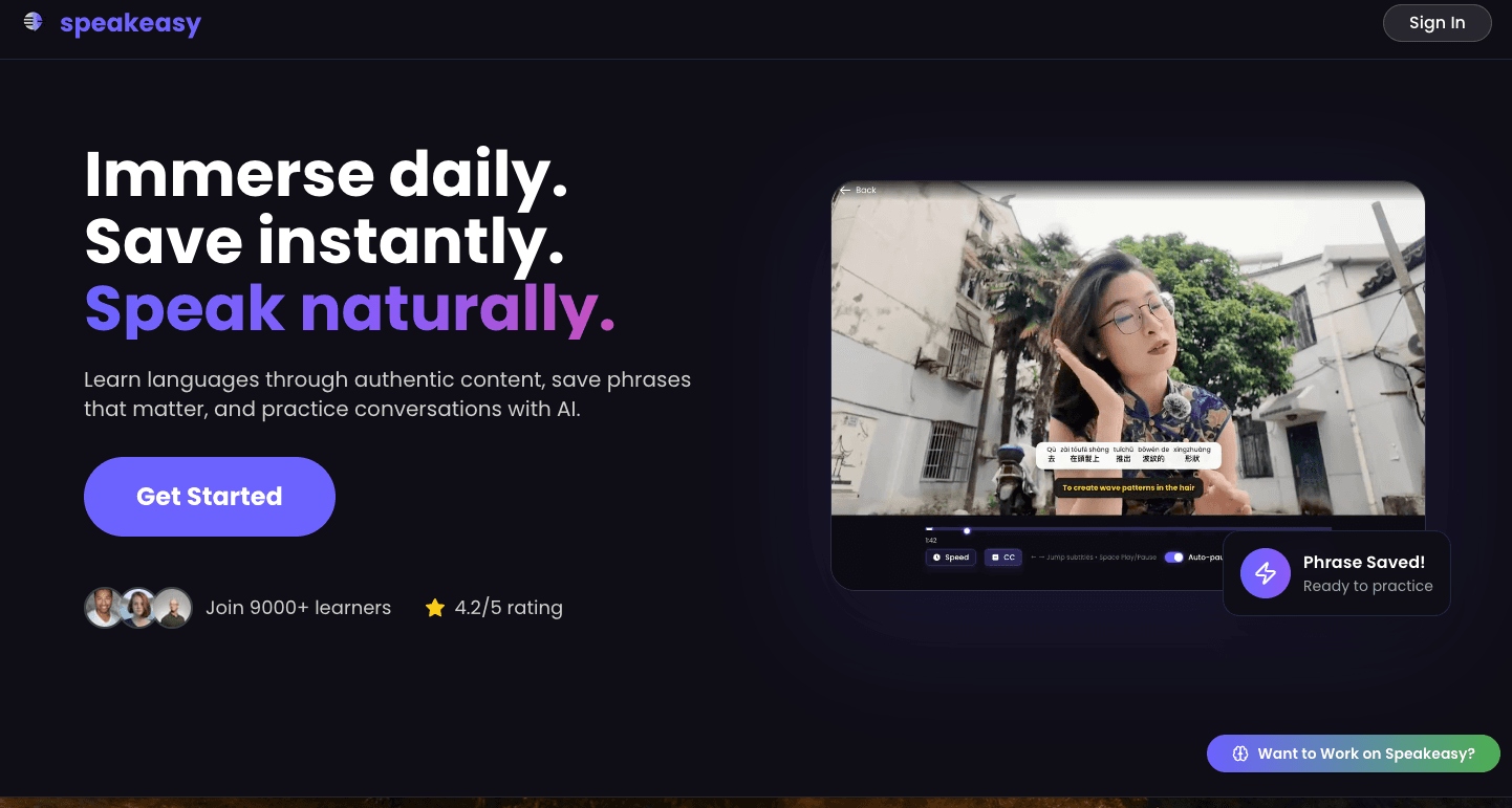 Speakeasy language learning platform